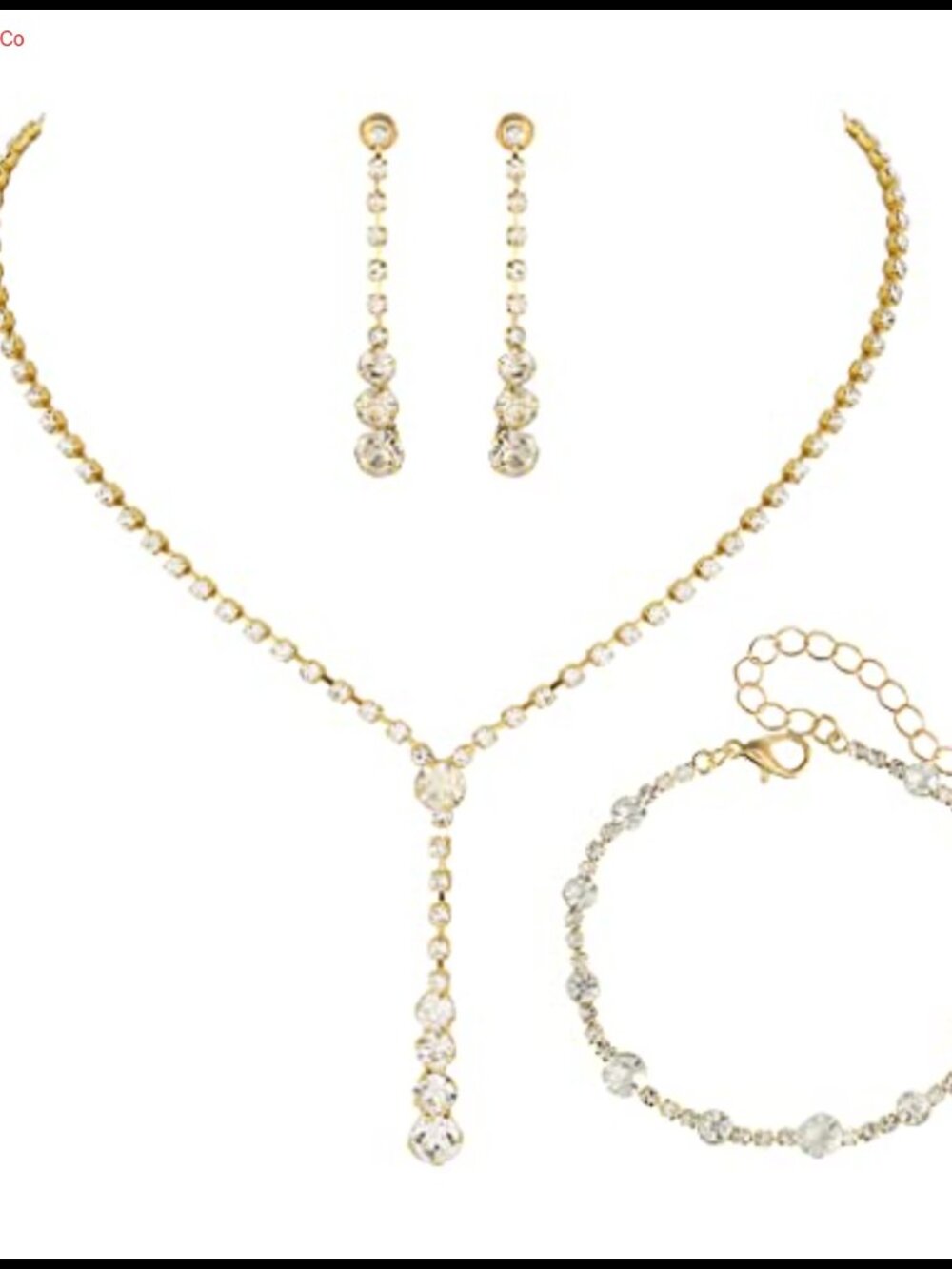 Crystal Rhinestone Bridal Necklace Earrings Bracelet Jewelry Set